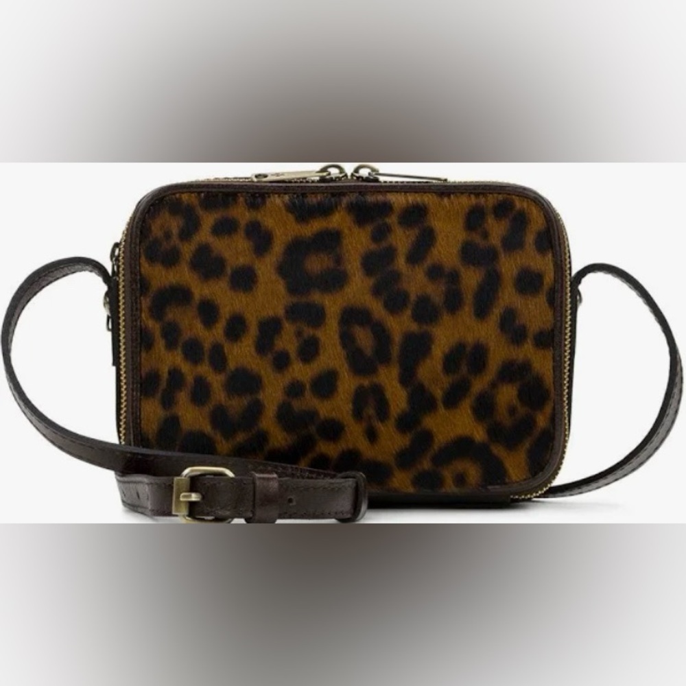 PATRICIA NASH Rimini Double Zip Box Crossbody - Leopard Haircalf NWT